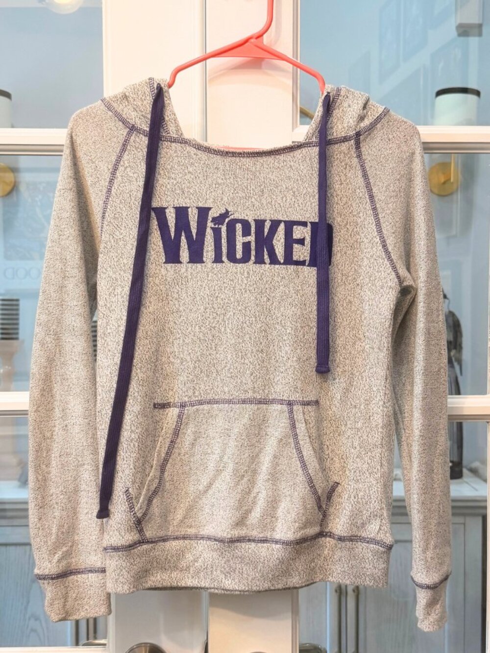 Wicked the Musical Hoodie Sweatshirt XS Pullover Heather Grey Purple Broadway